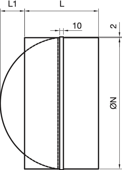 OKA-125 - Terugslagklep voor buis Ø125 tussenbouw - staal en aluminium